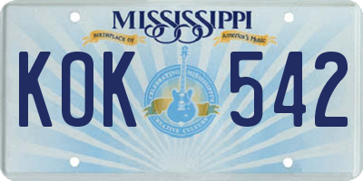 MS license plate KOK542