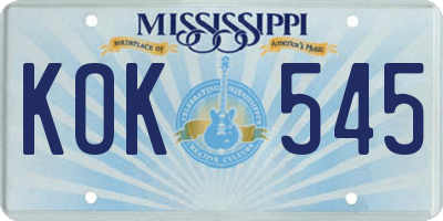 MS license plate KOK545