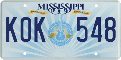 MS license plate KOK548