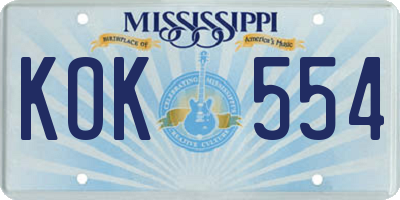 MS license plate KOK554