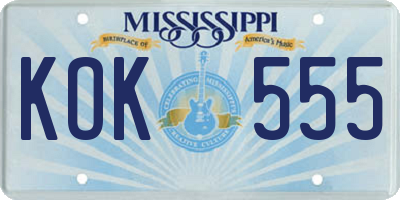 MS license plate KOK555