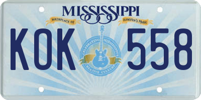 MS license plate KOK558