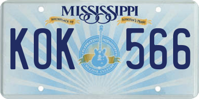 MS license plate KOK566