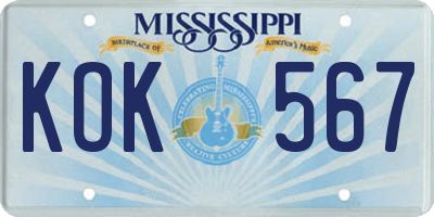MS license plate KOK567