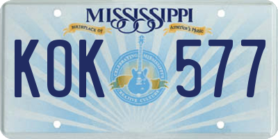 MS license plate KOK577