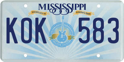 MS license plate KOK583