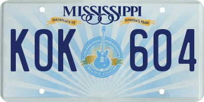 MS license plate KOK604