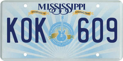 MS license plate KOK609