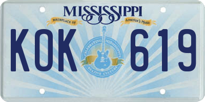 MS license plate KOK619