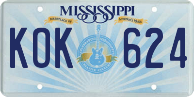 MS license plate KOK624