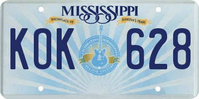 MS license plate KOK628