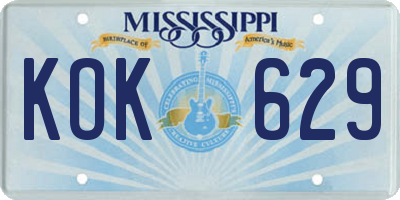 MS license plate KOK629