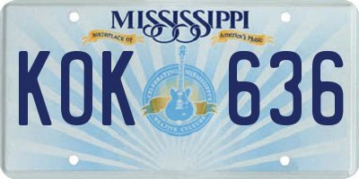 MS license plate KOK636
