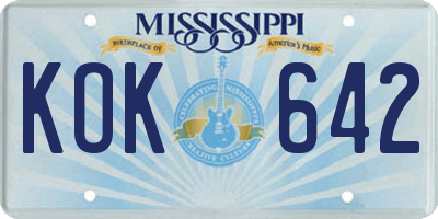 MS license plate KOK642