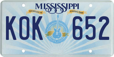MS license plate KOK652