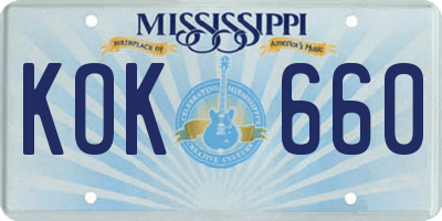 MS license plate KOK660