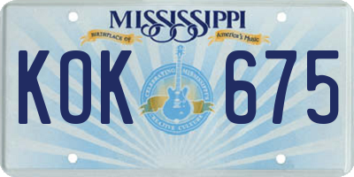MS license plate KOK675