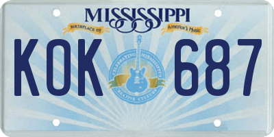 MS license plate KOK687