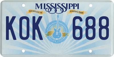 MS license plate KOK688