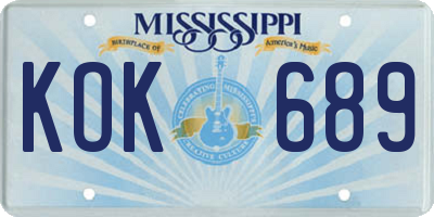 MS license plate KOK689