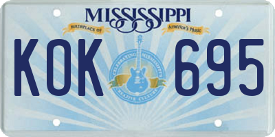 MS license plate KOK695