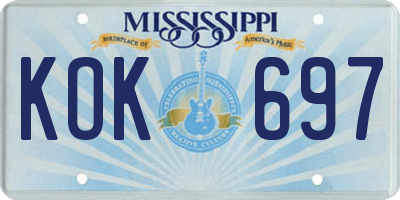 MS license plate KOK697