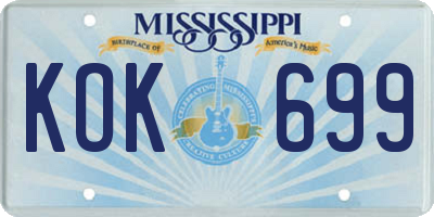 MS license plate KOK699