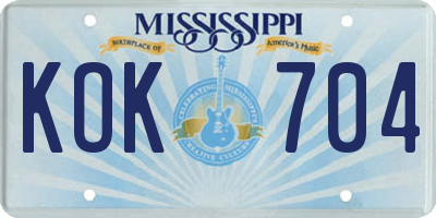 MS license plate KOK704