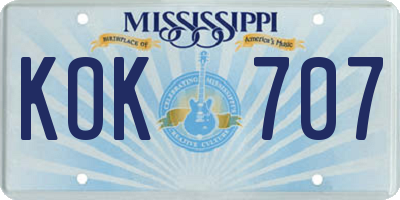 MS license plate KOK707