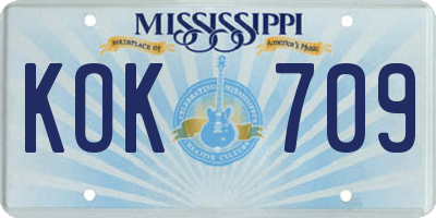MS license plate KOK709