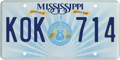 MS license plate KOK714