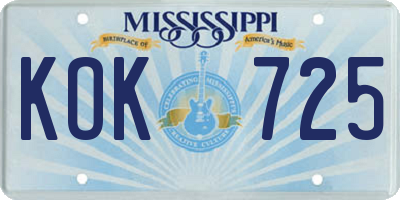 MS license plate KOK725