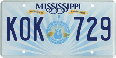 MS license plate KOK729
