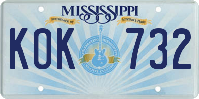 MS license plate KOK732