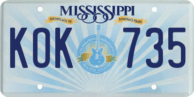 MS license plate KOK735