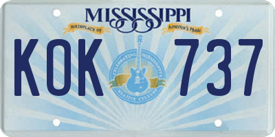 MS license plate KOK737