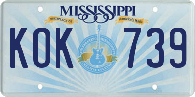 MS license plate KOK739