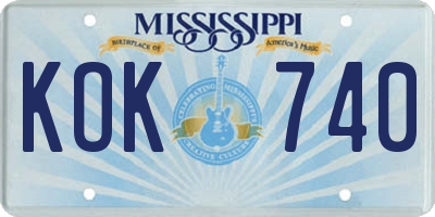 MS license plate KOK740