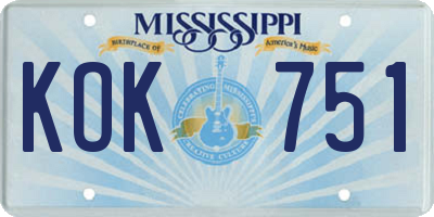 MS license plate KOK751