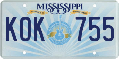 MS license plate KOK755