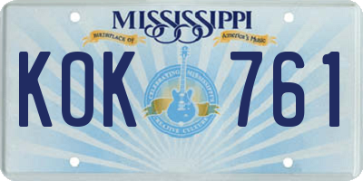 MS license plate KOK761