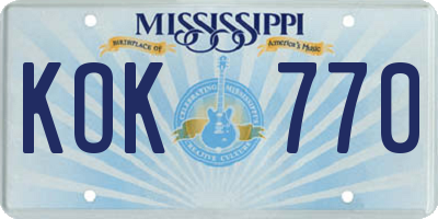 MS license plate KOK770