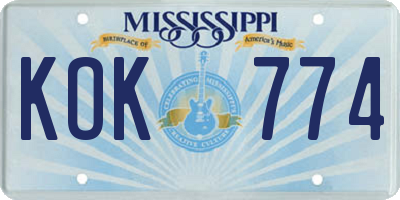 MS license plate KOK774