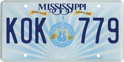 MS license plate KOK779