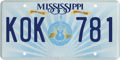 MS license plate KOK781