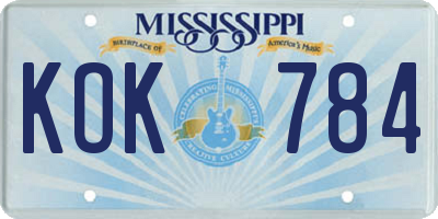 MS license plate KOK784