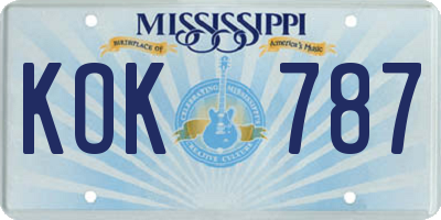 MS license plate KOK787