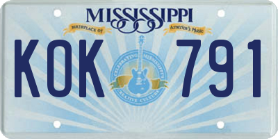 MS license plate KOK791