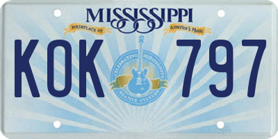 MS license plate KOK797