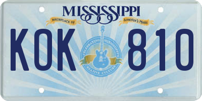 MS license plate KOK810